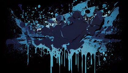 Abstract Elegance: Navy Blue Liquid Brush Splatter on Distressed Paper Background, Bright Blots and Sparse Splotches Creating an Acrylic dripped Nirvana: Generative AI