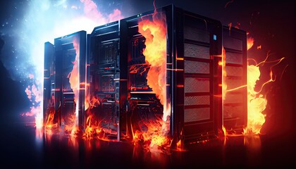 Heat of the Moment: Fiery Destruction of Server Farm Due to High Demand of Generation and Cryptocurrency Mining, Generative AI