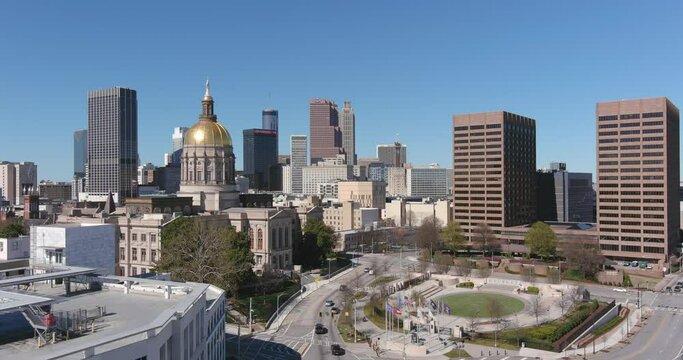 Aerial View of Downtown Atlanta Cityscape, Georgia Skyline