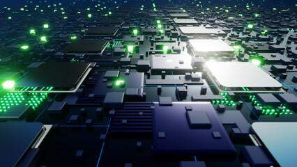 3D illustration Background for advertising and wallpaper in sci fi and technology innovation scene. 3D rendering in decorative concept. © urzine