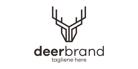 creative line deer design logo vector illustration