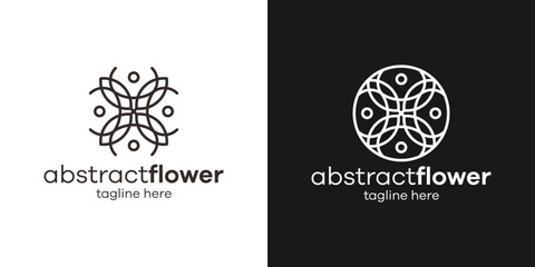 creative line flower abstract icon vector illustration