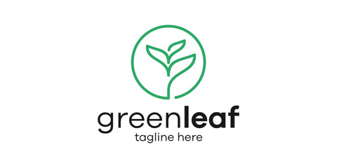 leaf line creative logo design icon vector illustration