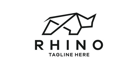 rhino logo line icon vector illustration © Mas_W