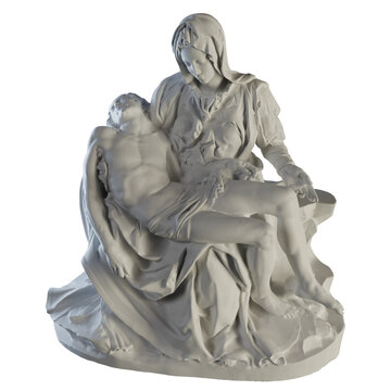 Título: 3d Rendering - La Pietà is a Roman Catholic dolorous image of Jesus and Mary a key work of Italian Renaissance sculpture by Michelangelo