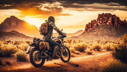 Desert Motorcycle Adventure - ai generative