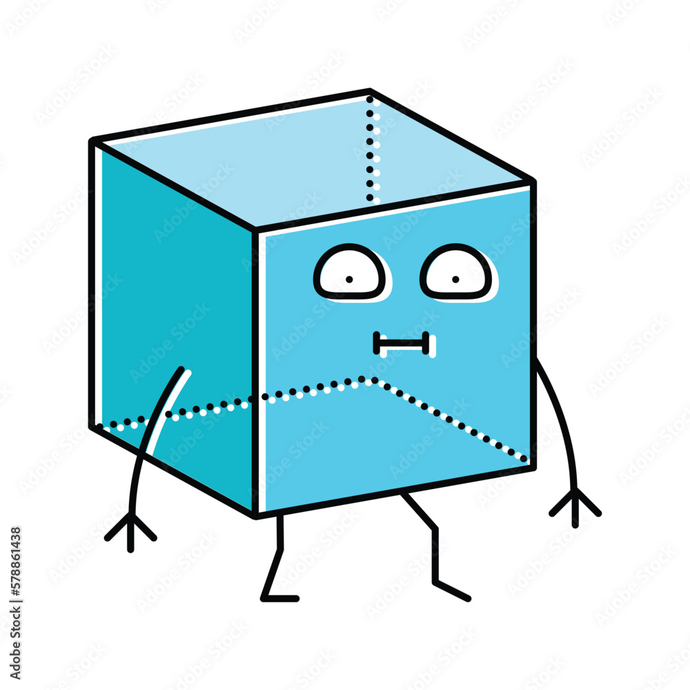 Poster cube geometric shape character color icon vector illustration
