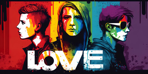 Love is love: a colorful LGBTQ banner