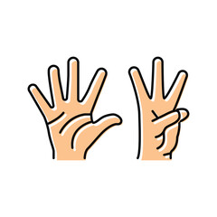 Fototapeta na wymiar eight number hand gesture color icon vector illustration