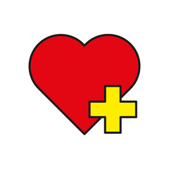 Red heart cross for medical design. Vector illustration.