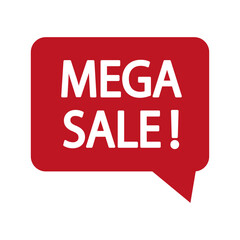red message mega sale. Discount promotion. Business concept. Text message. Vector illustration.