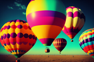 Vibrant Multi-Colored Balloons with Retro Vintage Instagram Filter Effect - AI Generated