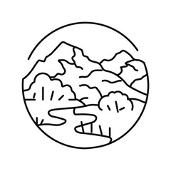 camp mountain landscape line icon vector illustration