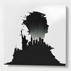 silhouette of the New York city, generated by AI 
