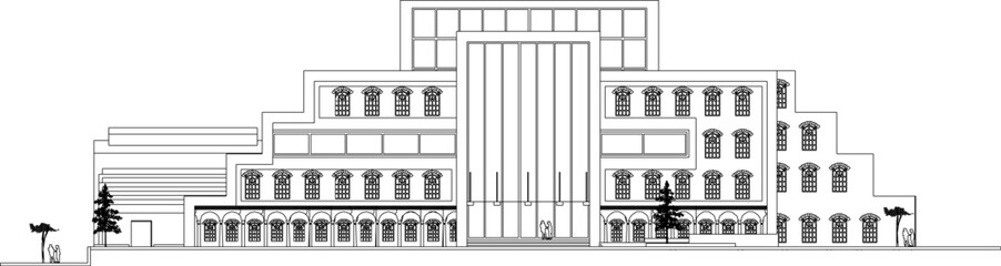 sketch vector illustration of a classic building in the middle of the city