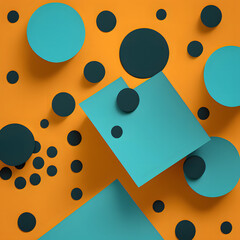 Abstract Background image for social media posts. Orange & Teal colors, geometric shapes. Image created with generative AI technology.