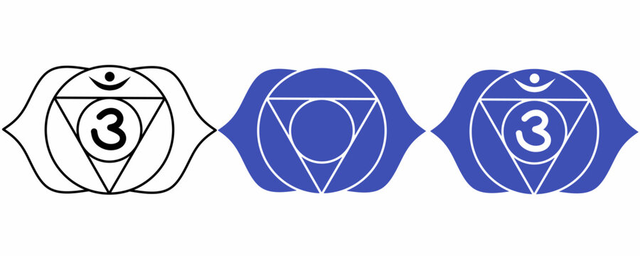 eye chakra symbol set isolated on white background.ajna icon