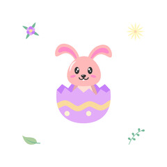 Flat Illustration of Easter Bunny Flat Vector Illustration.