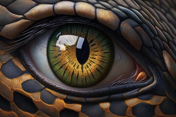 ntense Macro View of Snake's Eye Captured Through Lens, Generative AI