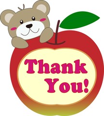 くまとりんごのサンキュー　メッセージ看板