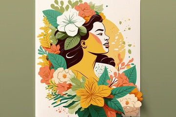 desenho de mulher com flores, conceito para  dia internacional da mulher