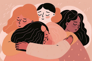 abraço de mulher, mãe, amiga, companheira, conceito de ajuda ao proximo e ajuda mutua 