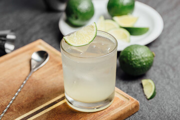 Gin lime and soda refreshing cocktail