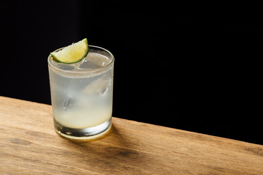 Gin lime and soda refreshing cocktail