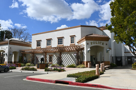 TUSTIN, CALIFORNIA - 7 MAR 2023: The Tustin Police Department in the Civic Center.
