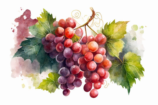 llustration of grapes, watercolor style