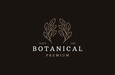 Botanical vector logo. cosmetics emblem. Organic product .