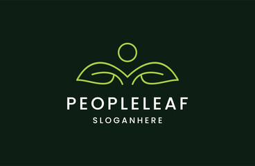 People Leaf Creative Concept Logo Design Template .