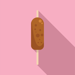 Stick fast food icon flat vector. Lunch fastfood. Fries pack