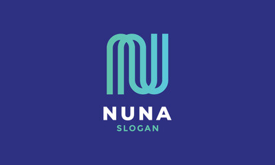 Logo vector initial NU minimalist design alphabet logotype font letter simple concept