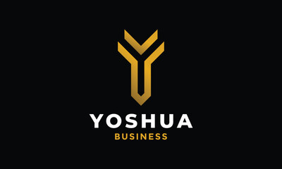 Logo vector letter Y gold elegant design alphabet logotype shine style