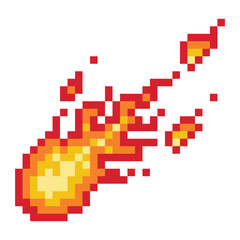 8 bit pixel style fire flame isolated on white background