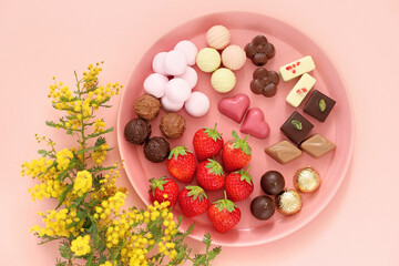 ミモザの花　バレンタインデー　ホワイトデー　チョコレートプレート