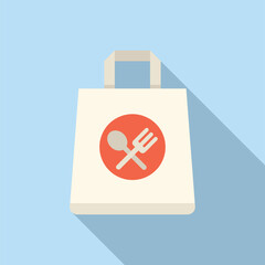 Food paper bag icon flat vector. Fast food. Fries pack