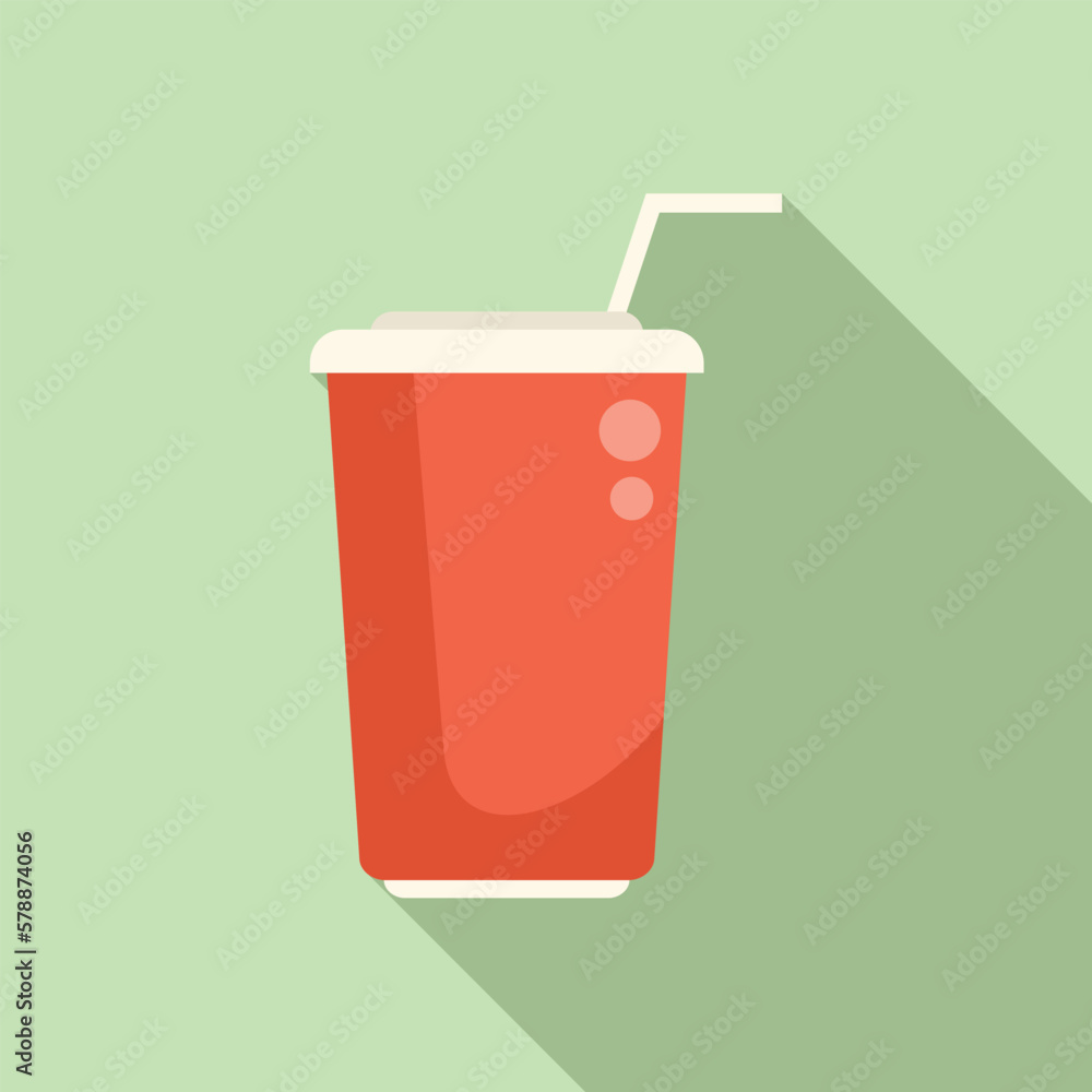 Sticker cola cup icon flat vector. fast food. box lunch