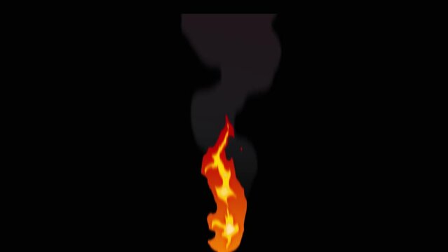 Cartoon Bonfire, Fire Loop Animation with Black Screen