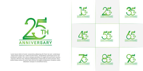 set of anniversary logotype green color for special celebration event