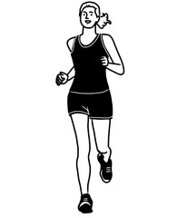 Portrait People Jogging Illustration. Woman Run. Man Run.