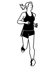 Portrait People Jogging Illustration. Woman Run. Man Run.