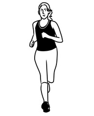 Portrait People Jogging Illustration. Woman Run. Man Run.