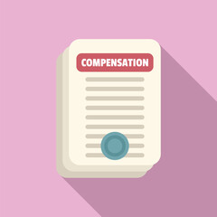 Compensation paper icon flat vector. Money benefit. Fund pension