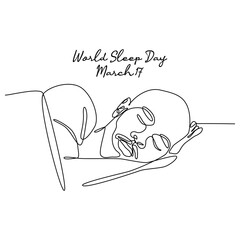 single line art of world sleep day good for world sleep day celebrate. line art. illustration.