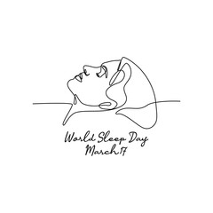 single line art of world sleep day good for world sleep day celebrate. line art. illustration.