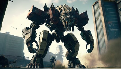 Fototapeta premium a monster giant robot digital art illustration, Generative AI