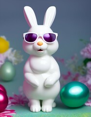 Easter bunny with glasses. Created with generative AI