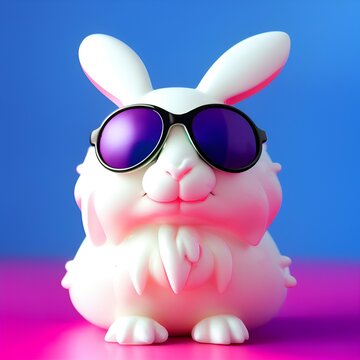 Bunny bank with sunglasses. Created with generative AI